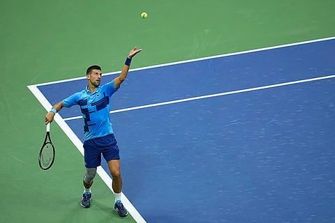 US Open 2024: Novak Djokovic, of Serbia, serves to Radu Albot, of Moldova